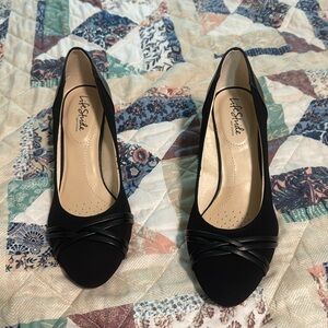 Brand new black and suede high heels never worn